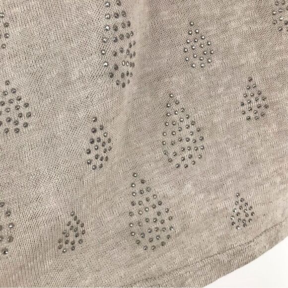 Essentials by Milano Taupe Gauzy Knit Stud Embellished Lightweight Short Sleeve - Picture 8 of 14